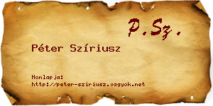 Péter Szíriusz névjegykártya