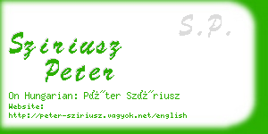 sziriusz peter business card